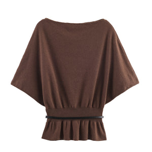 Brown poncho with a belt on a white background