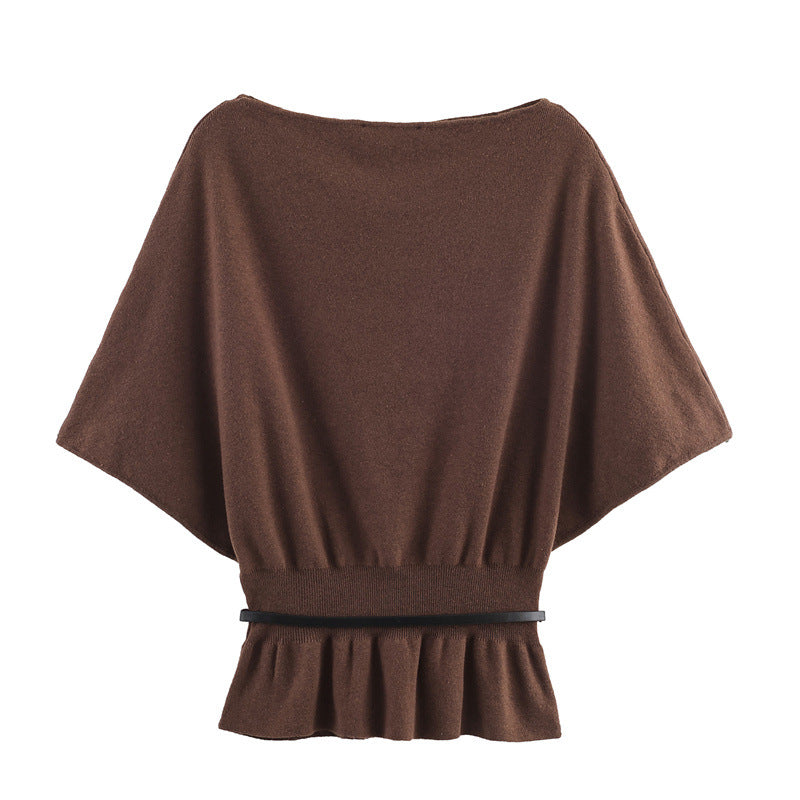 Brown poncho with a belt on a white background
