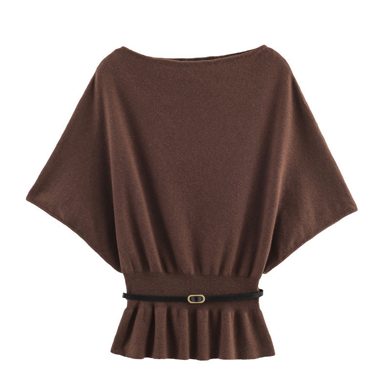 Brown poncho with a belt on a white background